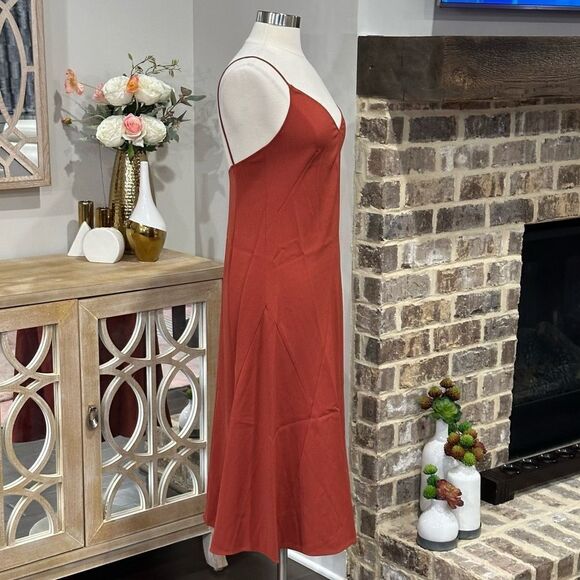 THAKOON Women’s Spaghetti Straps Midi Slip-dress in the Size 6 in Rust Color - Picture 11 of 16